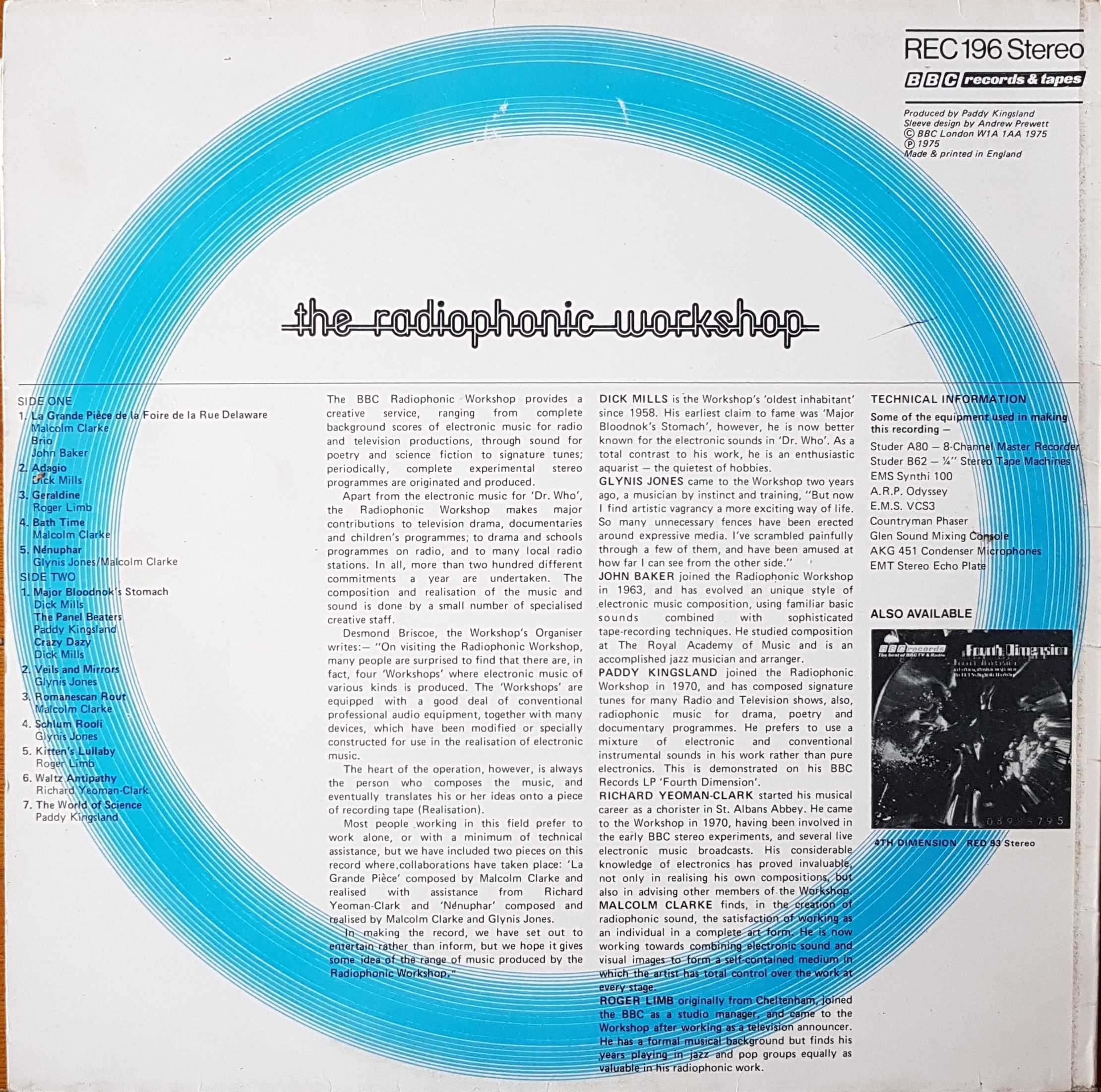 Picture of REC 196 The radiophonic workshop by artist Various from the BBC records and Tapes library